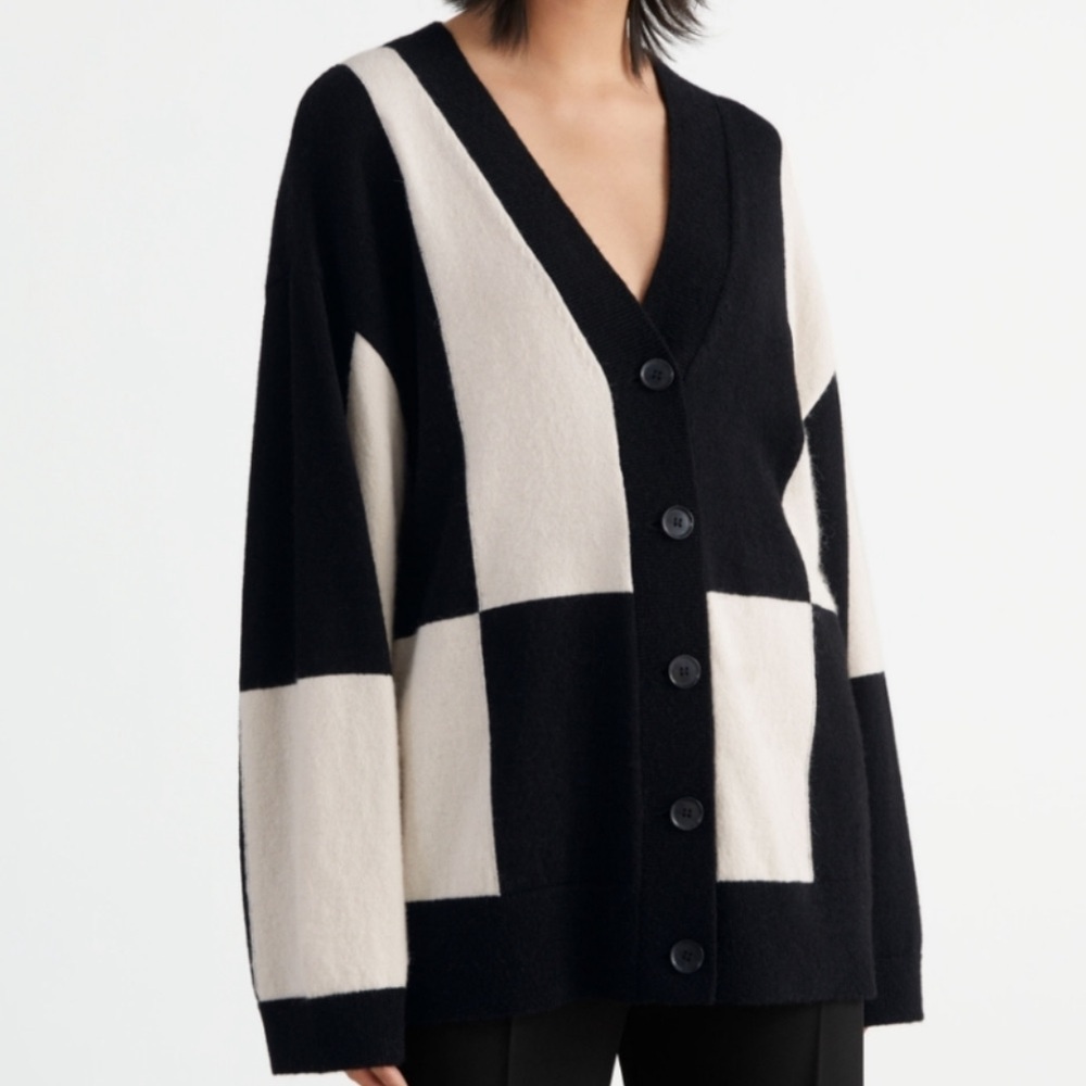 & Other Stories Black and Cream Cardigan